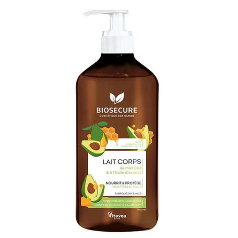 Biosecure Lait corps miel/avocat (flacon pompe de 500 ml)