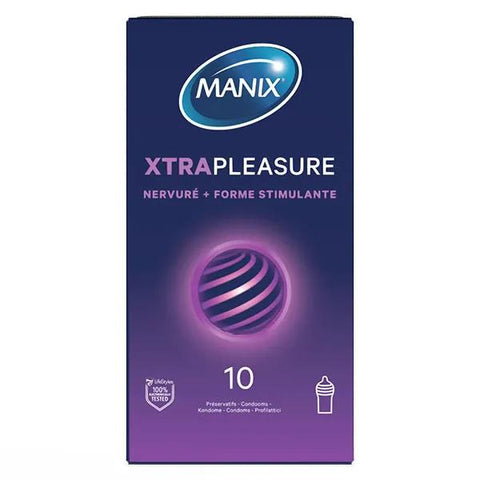 Manix Xtra Pleasure 10 préservatifs texturés nervurés forme stimulante
