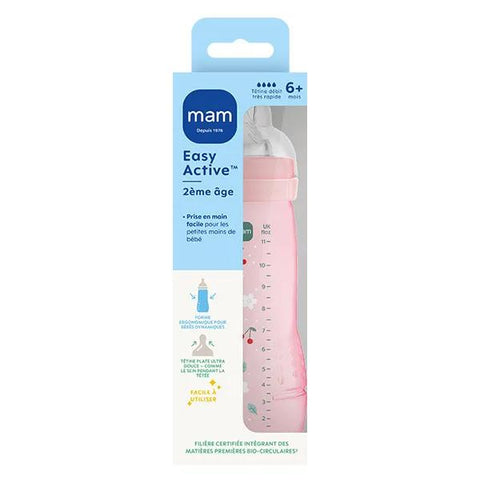 MAM Biberon Easy Active 2ème âge "Coloré" Berry Tétine Débit X 330ml