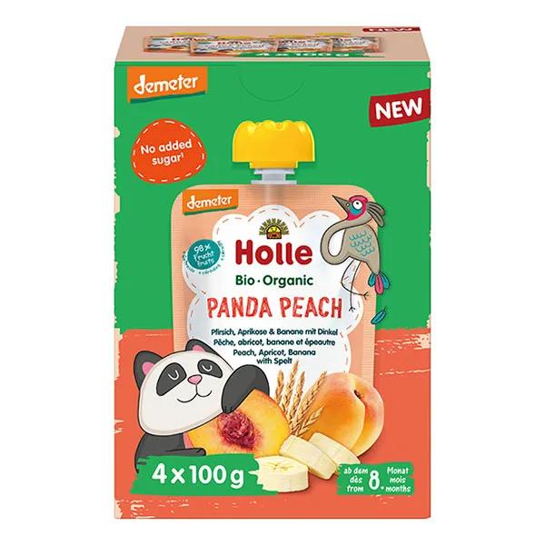 Holle Panda Peach gourde multipack Demeter 4 x 100 grammes