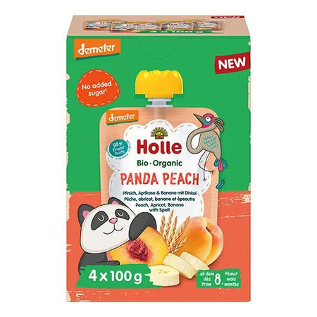 Holle Panda Peach gourde multipack Demeter 4 x 100 grammes