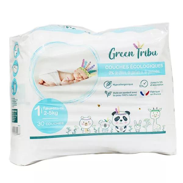 Green Tribu Couches Bébé T1 2-5kg Hypoallergénique sans parfum x 30