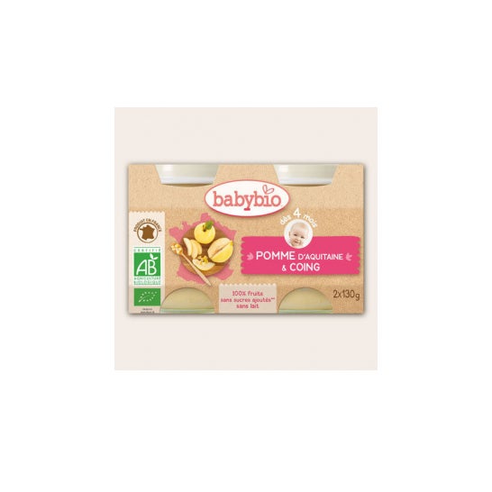 Babybio Petits Pots Pomme Coing Bio dès 4 mois 2x130g