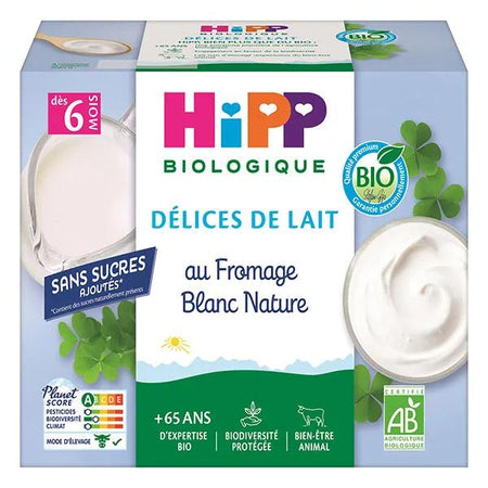 Hipp Fromage Blanc Nature dès 6 mois 4 Coupelles x 100 g