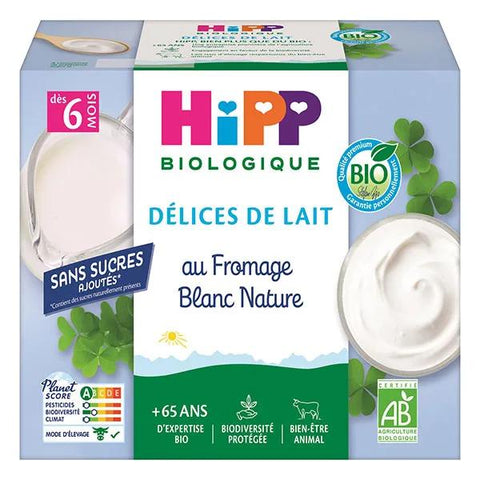 Hipp Fromage Blanc Nature dès 6 mois 4 Coupelles x 100 g