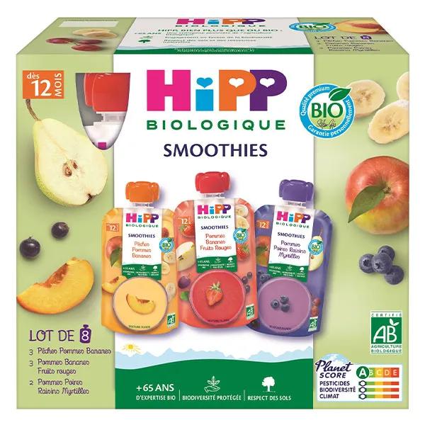 Hipp Smoothies Multipack 3 variétés dès 12 mois 8 Gourdes x 120ml