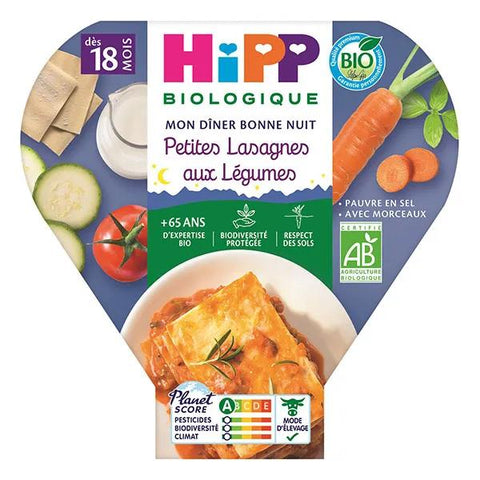 Hipp Bio Mon Dîner Bonne Nuit Assiette Petites Lasagnes aux Légumes +18m (260 g)