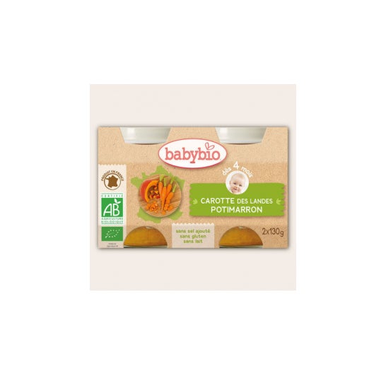 Babybio Petits Pots Potimarron Carotte Bio dès 4 mois 2 x 130g