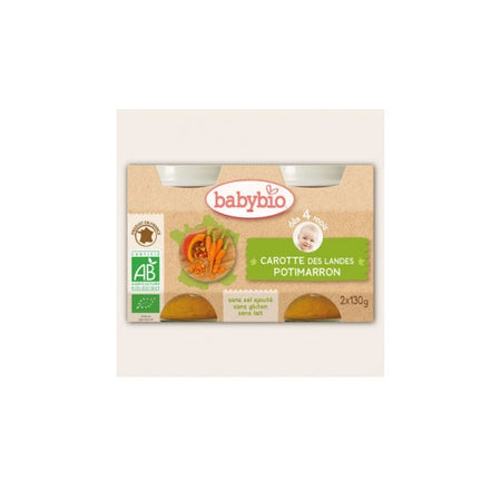 Babybio Petits Pots Potimarron Carotte Bio dès 4 mois 2 x 130g