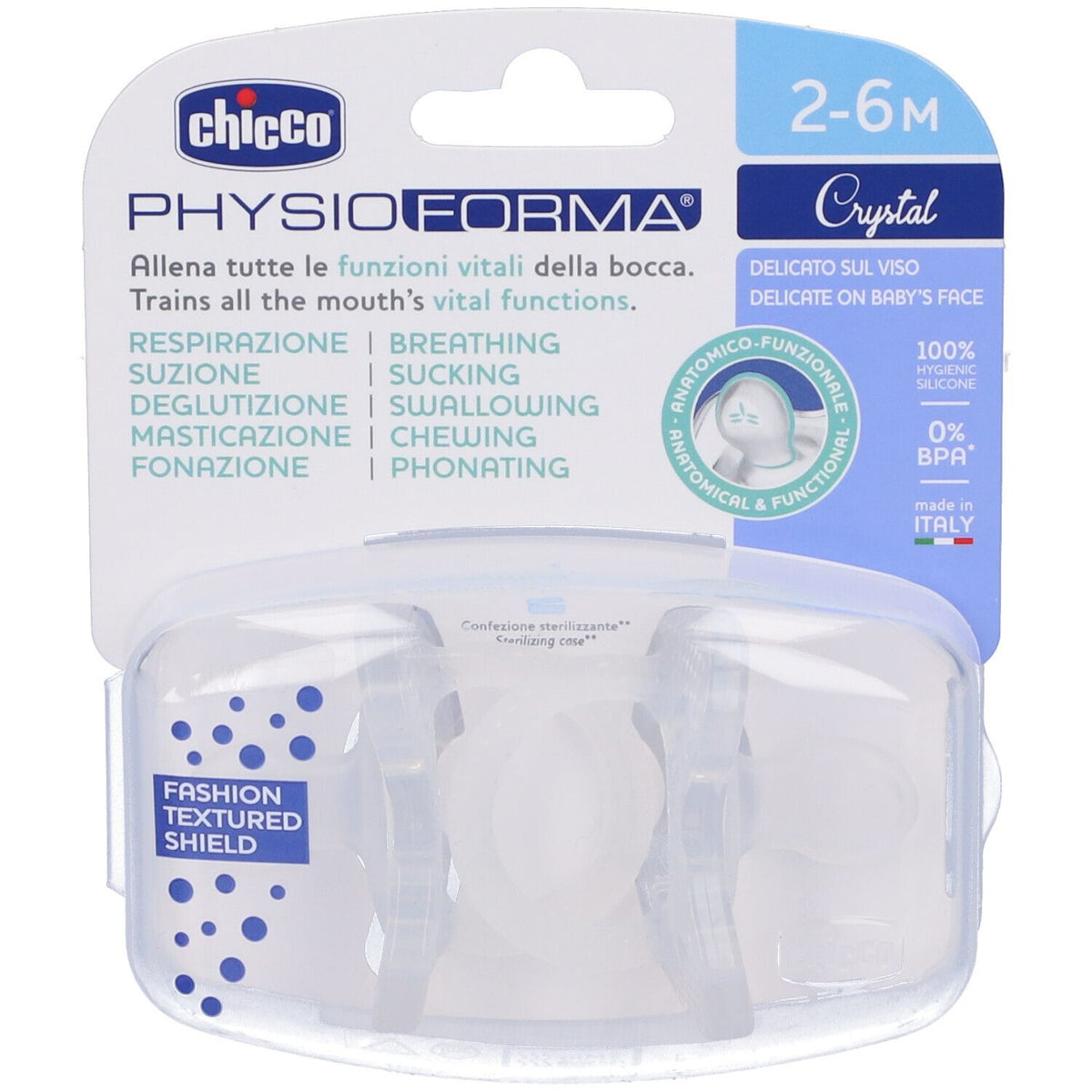 Chicco Gommotto silicone cristal 2-6 mois (2 pièces)