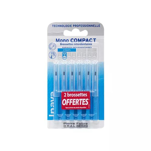 Inava Mono Compact Interdental Brushes 0.8mm Narrow Gaps Blue 4 units + 2 Free