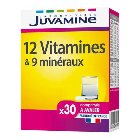 Juvamine 12 Vitamines et 9 Minéraux 30 comprimés à avaler