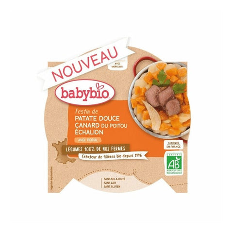 Babybio Meal Lunch Sweet Potato, Duck and Echalion Feast +12m Organic 230g