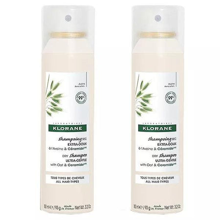 Klorane Duo Spray Shampoing Sec Extra Doux à l'Avoine & Céramide Lot de 2 x 150ml