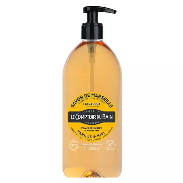 Le Comptoir du Bain Savon de Marseille Vanille Miel Extra Doux 1L
