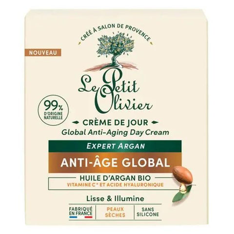 Le Petit Olivier Crème de Jour Hydratante Anti-Âge Gamme Argan 50 ml