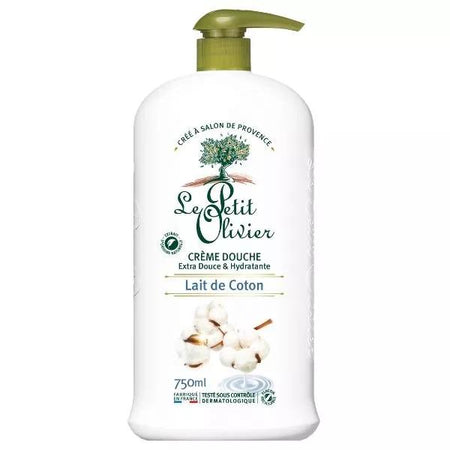 Le Petit Olivier - Crème Douche Extra Douce - Lait de Coton - Sans Savon 750ml