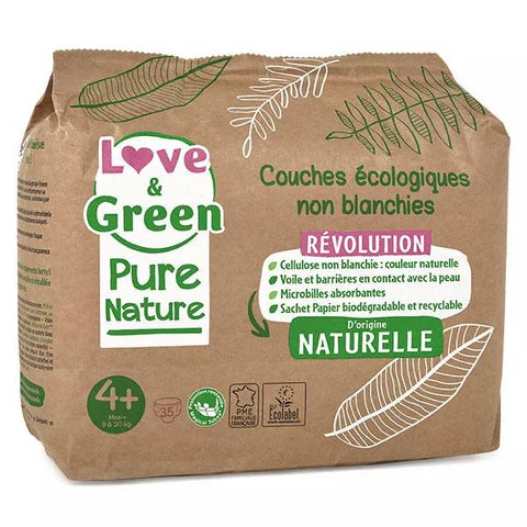 Love & Green Pure Nature Baby Ecological Diapers Size 4+ 35 units