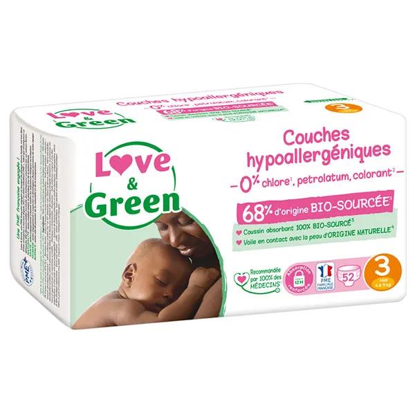 Love & Green Couches Hypoallergéniques T3 4-9kg 52 couches