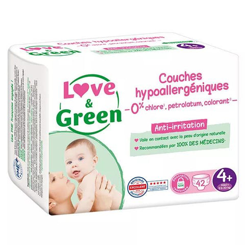 Love & Green Hypoallergenic Diapers Size 4+ 9-20kg 42 diapers