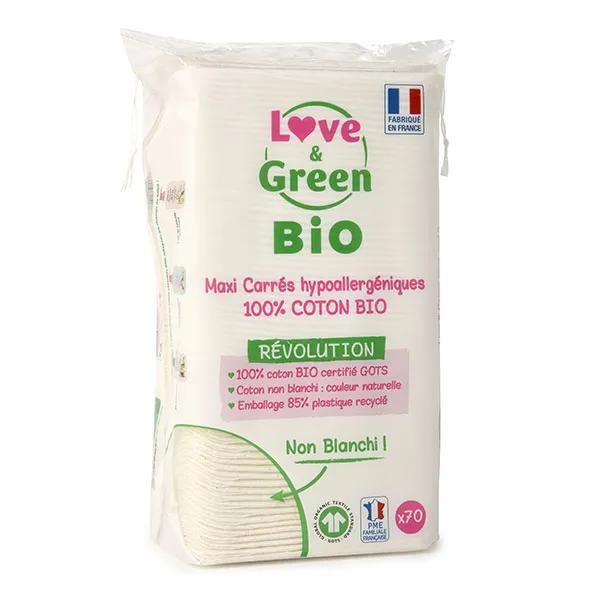 Love & Green Hygiène Bébé Coton Maxi Carré Bio 70 unités