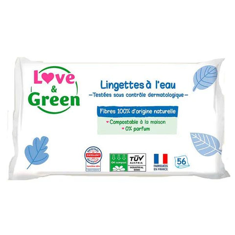Love & Green Lingettes Hypoallergéniques à l'Eau Micellaire 56 unités