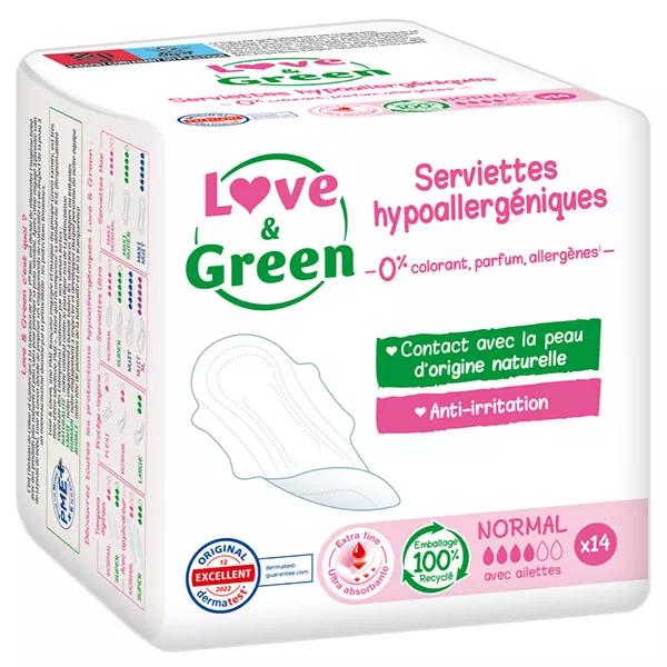 Love & Green serviettes hypoallergéniques normal (14 unités)