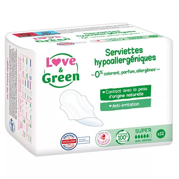 Love & Green Serviettes Hypoallergéniques Super 12 unités