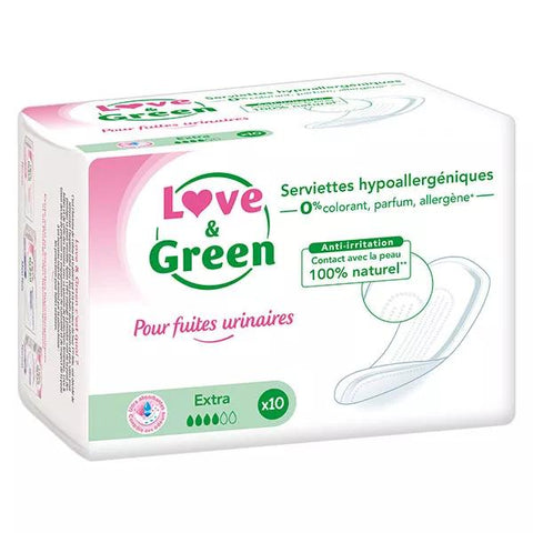 Love & Green Serviettes pour Fuites Urinaires Extra 10 unités