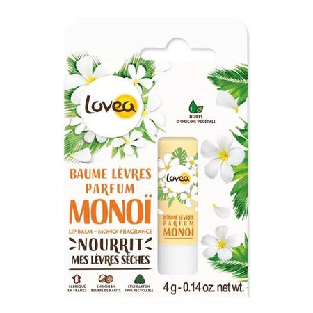 Lovea - Baume à lèvres - Monoï - Lèvres sèches - Au beurre de karité (4 g)