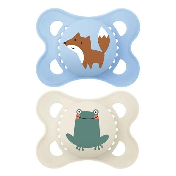MAM Sucette Original Nature 2-6 mois Silicone Renard et Grenouille (2 pièces)