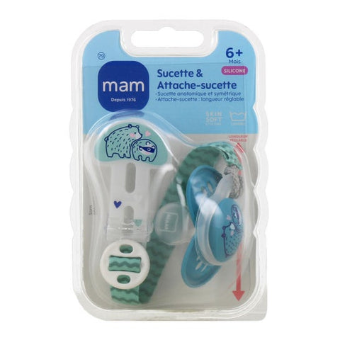 MAM Kit Sucette Silicone & Attache-Sucette +6M
