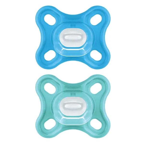 Mam Comfort Sucette Physiologique 0-2 mois Coloris Bleu - Lot de 2 + Boîte de Stérilisation