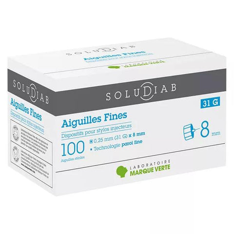 Marque Verte Soludiab Ultrafine Insulin Pen Needle 8mm 31G 100 units