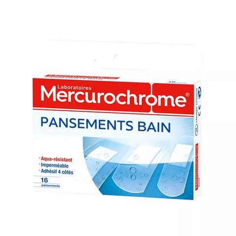 Mercurochrome Aqua-Resistant Bath Plasters Box of 16