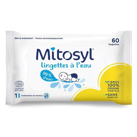 Mitosyl Lingettes à l'eau pour bébé - 1 sachet de 60 lingettes