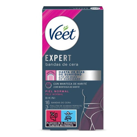 Veet Expert bandes de cire dépilatoires Bikini peau normale (16 pièces)