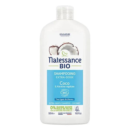 Natessance Shampoing Extra-Doux Coco Bio et Kératine Végétale 500ml
