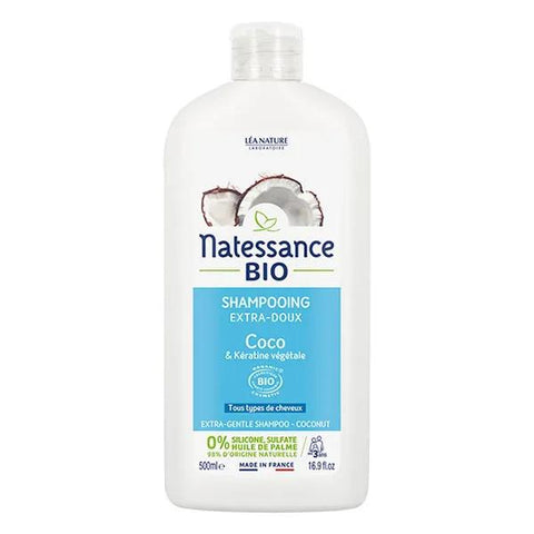 Natessance Shampoing Extra-Doux Coco Bio et Kératine Végétale 500ml