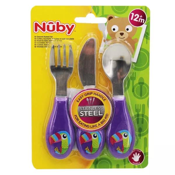 Nuby Couverts 3 Pièces Acier Inoxydable +12m