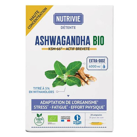 Nutrivie Ashwagandha Bio Ksm-66 - 6000 Mg - 20 ampoules x 10ml