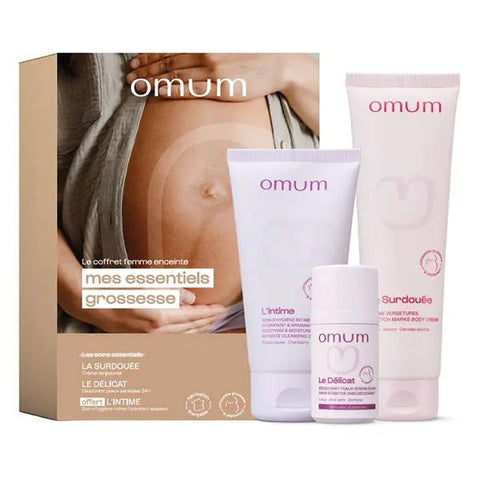 Omum Coffret Mes Essentiels grossesse kit femme enceinte et future maman 350 ml