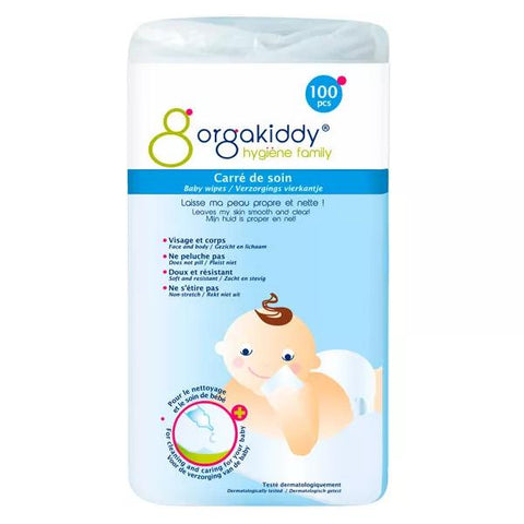 Orgakiddy Hygiene Family Non-Woven Cleansing Squares 100 units