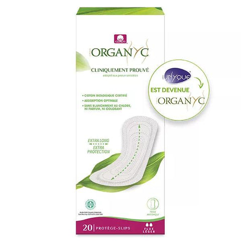Organyc Panty Liners Extra Long Light Flow Organic Cotton 20 Count