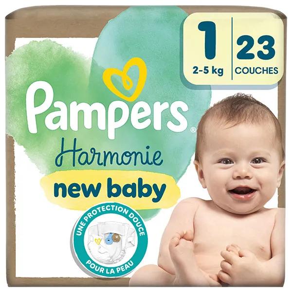 Pampers Couches Harmonie T1 (2-5 Kg) Avec Emballage Papier Recyclable