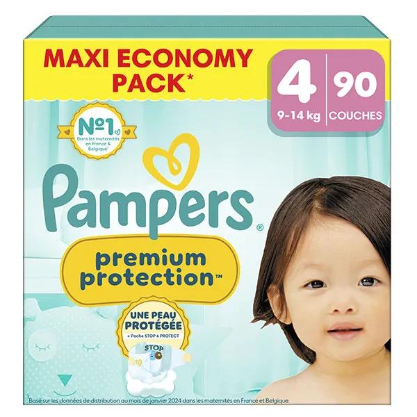 Pampers Premium Protection Taille 4 Couches x86 9kg - 14kg Notre N°1 Pour Le Confort & La Protection