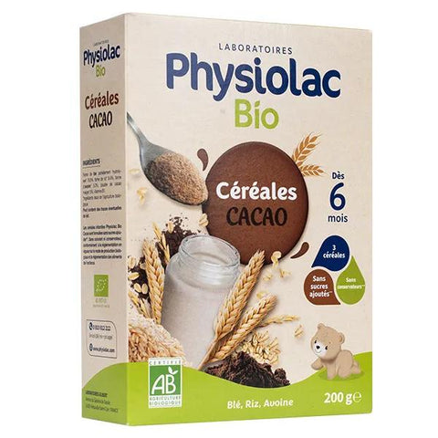 Physiolac Organic Cereal Cocoa Wheat Rice Oat 200g