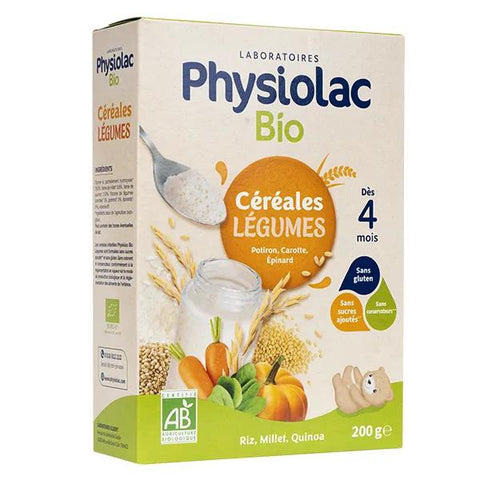 Physiolac Organic Cereals with Vegetables +4m 200g