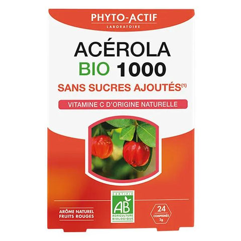 Phyto-Actif Acérola Bio 1000 Sans Sucres 24 comprimés