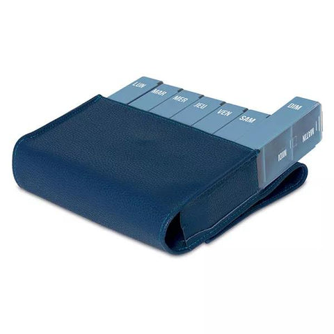 Plic Care Slim Weekly Pill Organizer Blue Leather